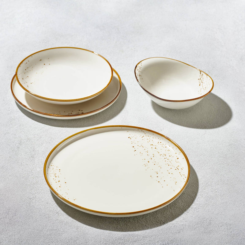 Terra Porcelain Craft White Speckled Dinnerware 4 Pc Set