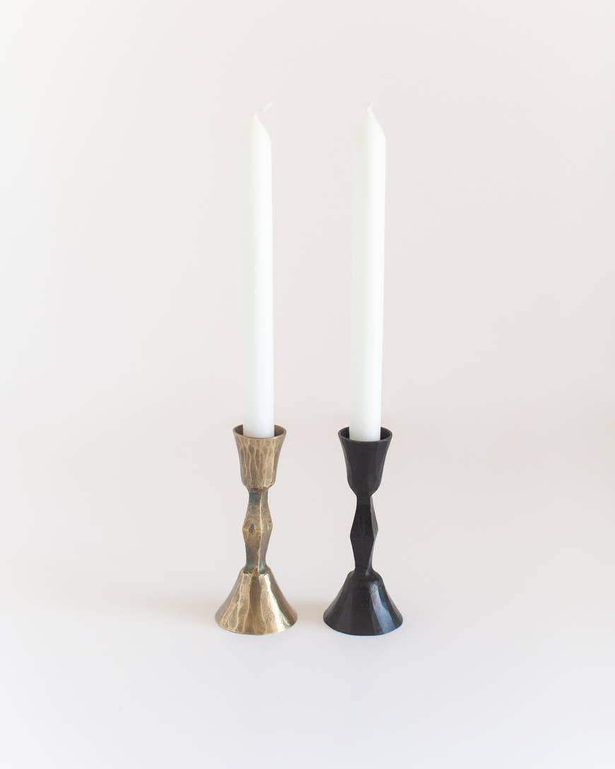 Low Diamond Hand-Forged Iron Candle Stick