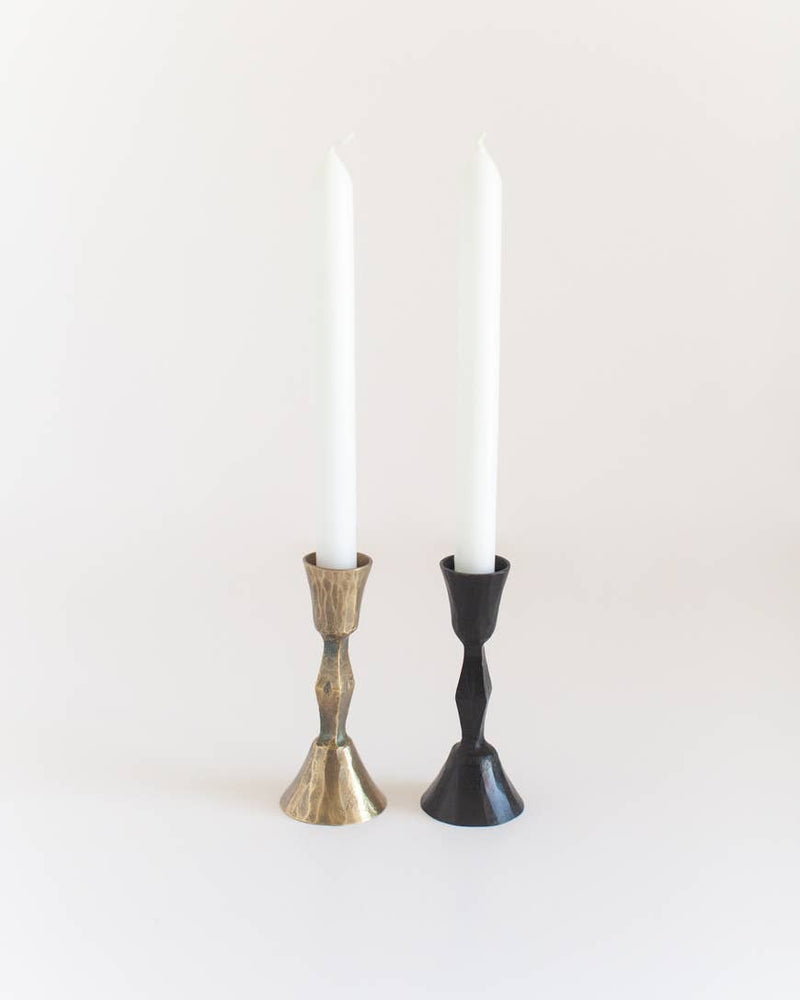 Low Diamond Hand-Forged Iron Candle Stick