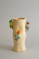 Ceramic Log Vase with Colorful Birds