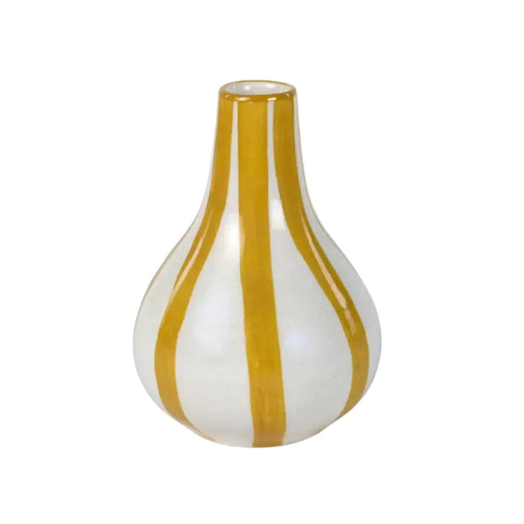 Handpainted Ceramic Red Stripe Bud Vase
