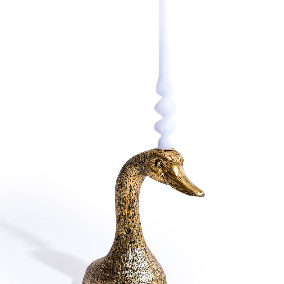 Antique Gold Duck Head Candle Holder