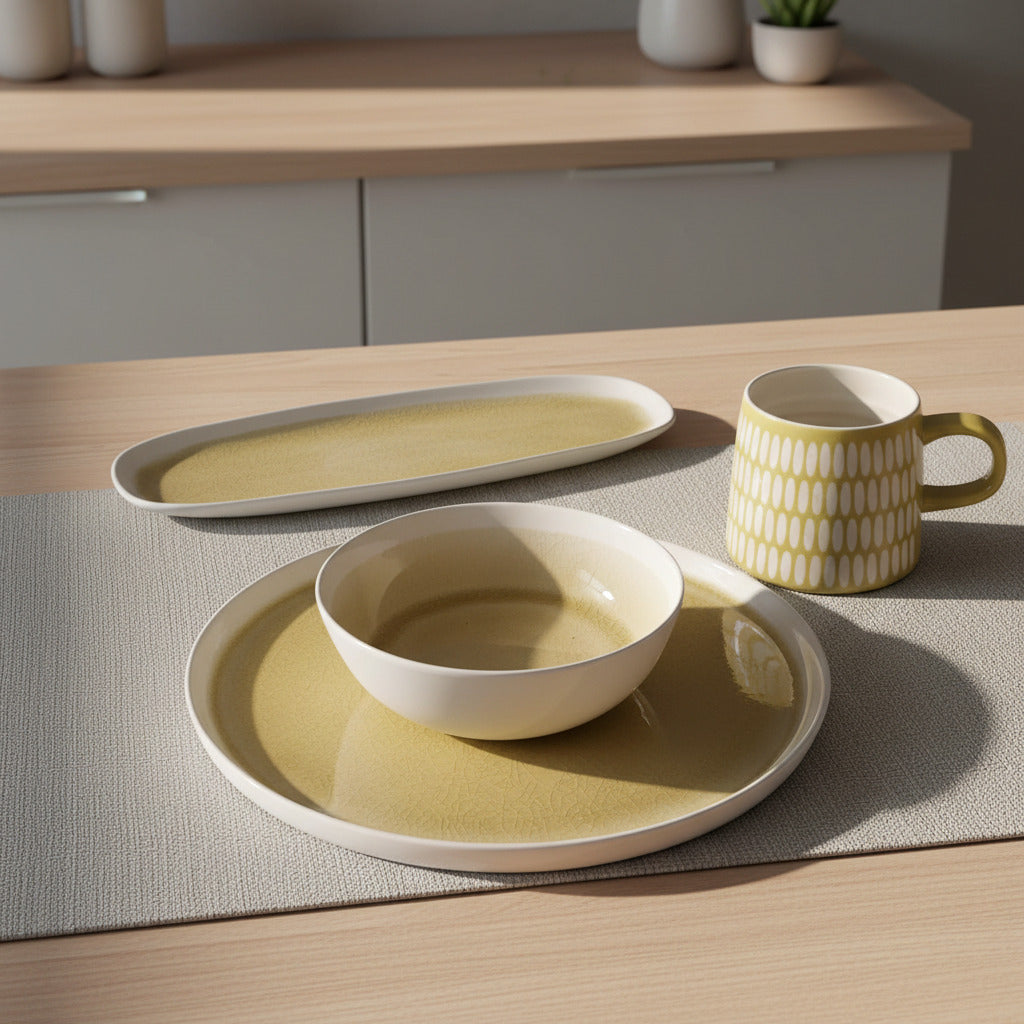 Cora Crackle Golden Cereal Soup Bowl