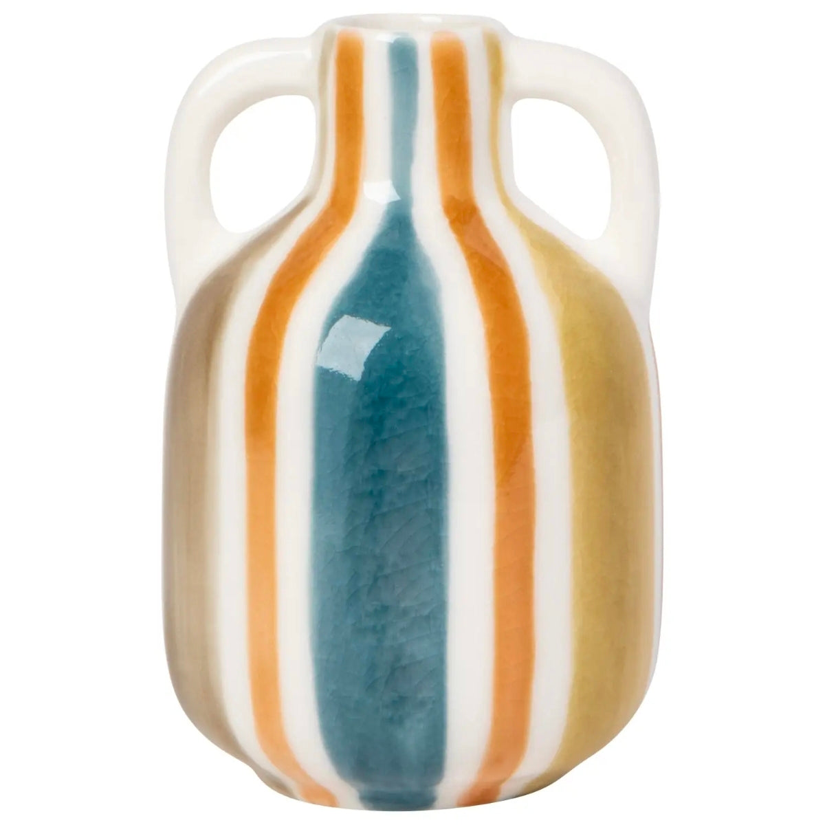Rustic Stripe Ceramic Bud Vase