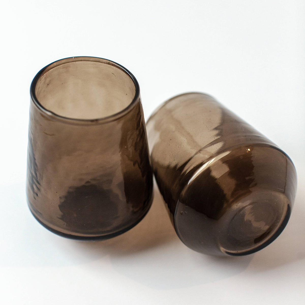 Handblown Hammered Glass Water Tumblers | Pair of 2
