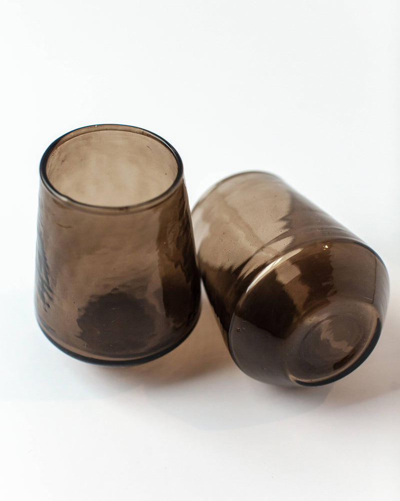 Handblown Hammered Glass Water Tumblers | Pair of 2