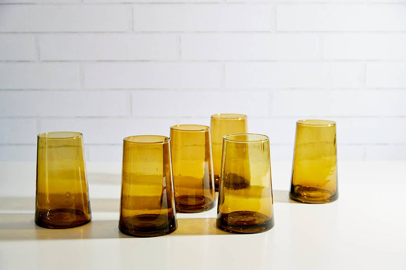 Amber Handblown Moroccan Cone Glass Tumbler