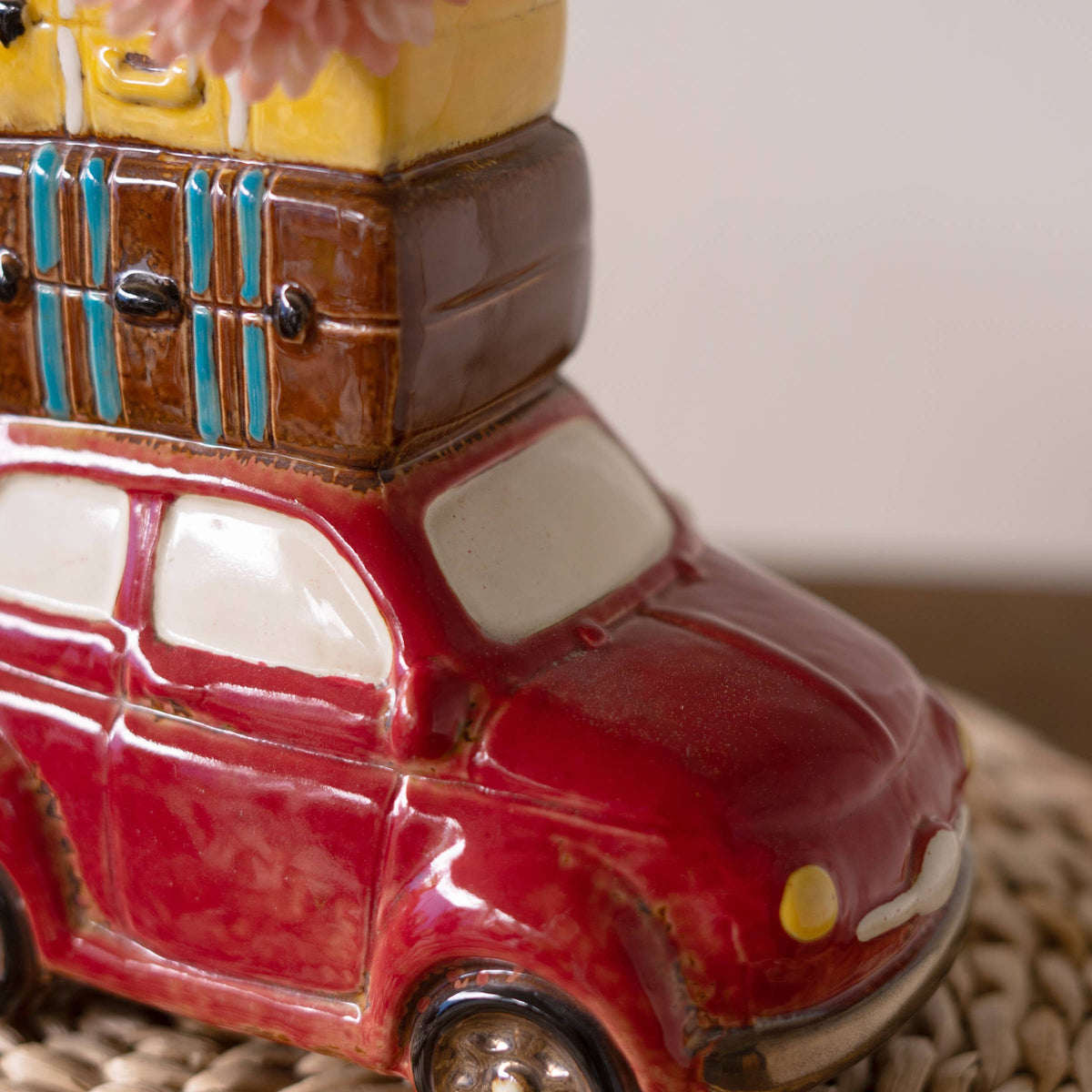 Colorful Ceramic Car with Luggage Planter Vase