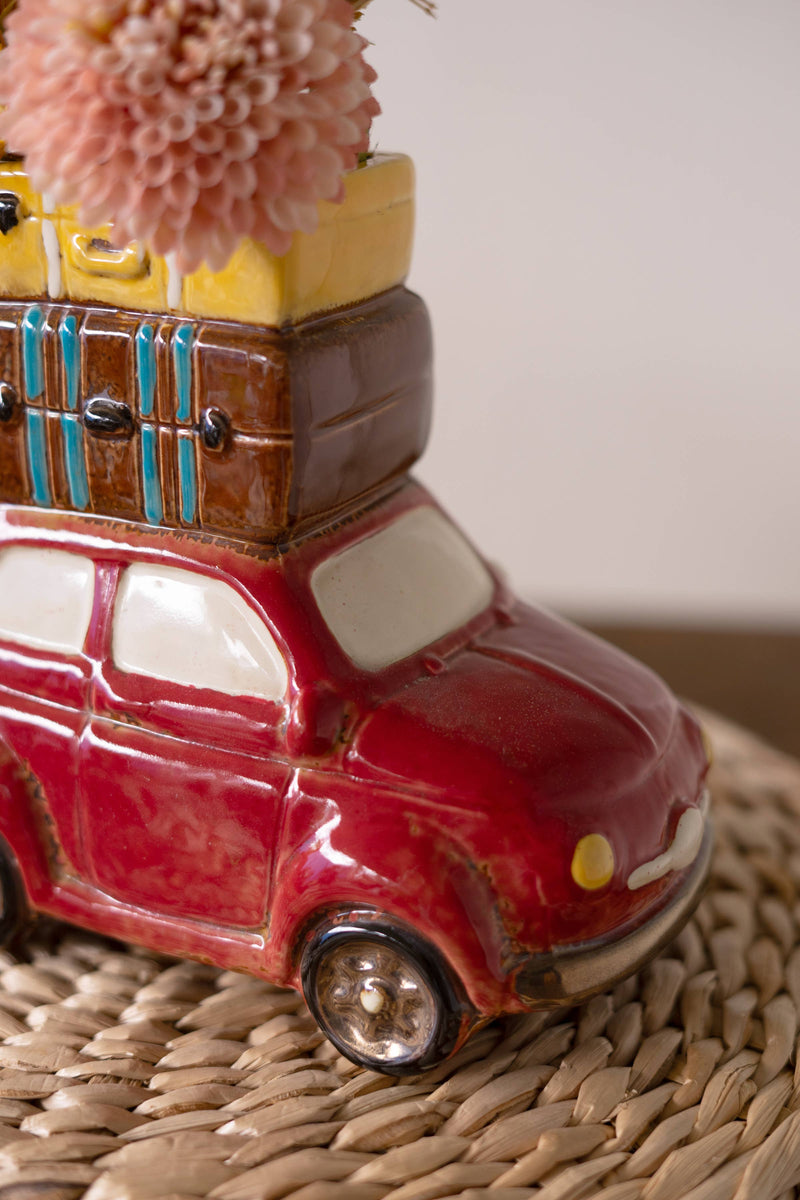 Colorful Ceramic Car with Luggage Planter Vase