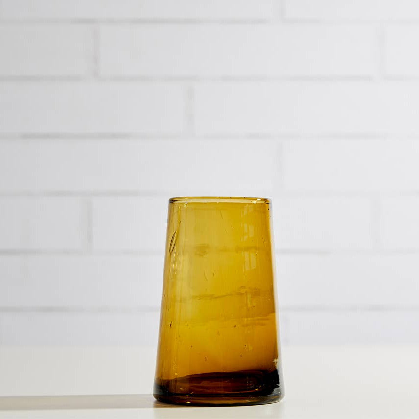 Amber Handblown Moroccan Cone Glass Tumbler