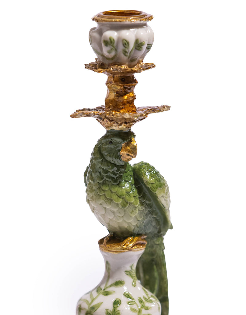 Antiqued Ornate Tropical Parrot Candle Holder