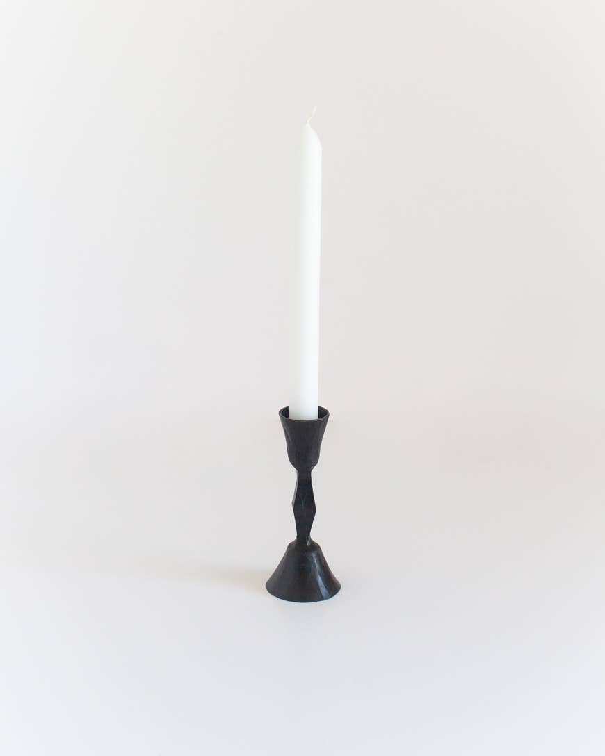 Low Diamond Hand-Forged Iron Candle Stick