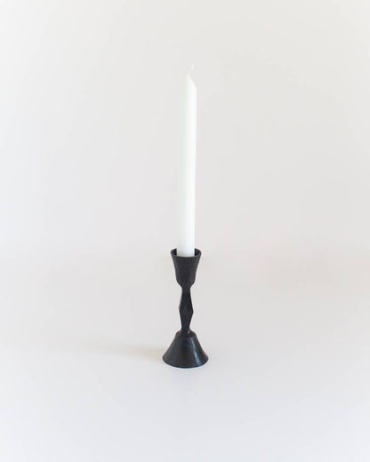Low Diamond Hand-Forged Iron Candle Stick