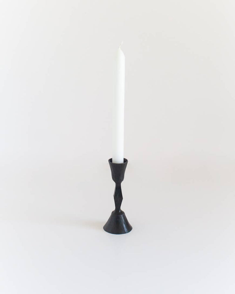 Low Diamond Hand-Forged Iron Candle Stick