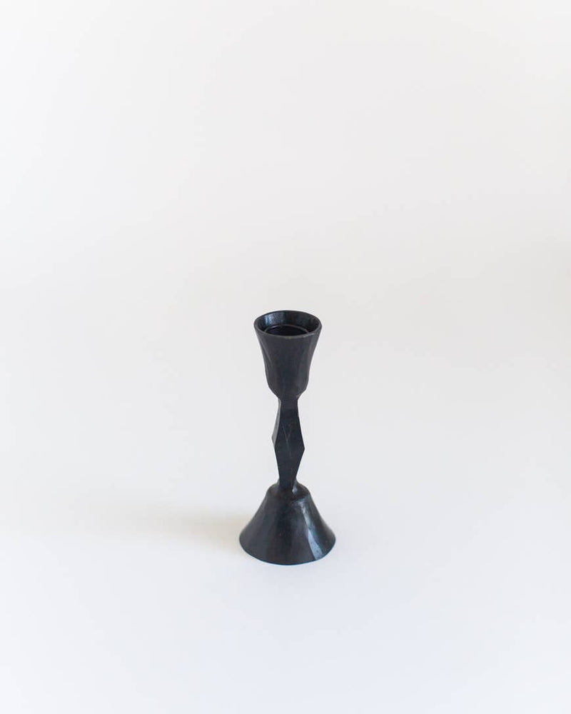 Low Diamond Hand-Forged Iron Candle Stick