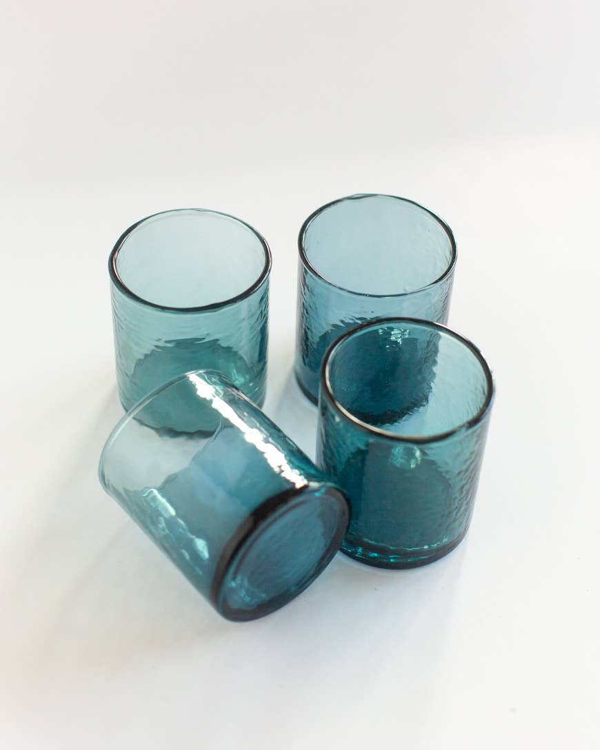 Handblown Hammered Color Glasses - Set of 4