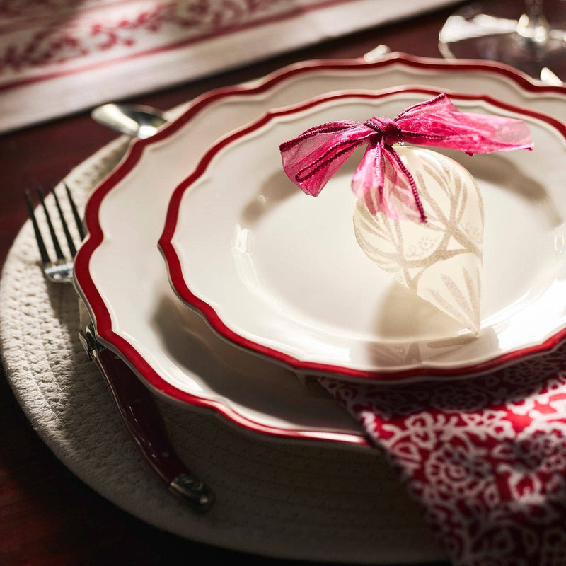 Stella Scalloped Crimson Red Rim Salad Plate