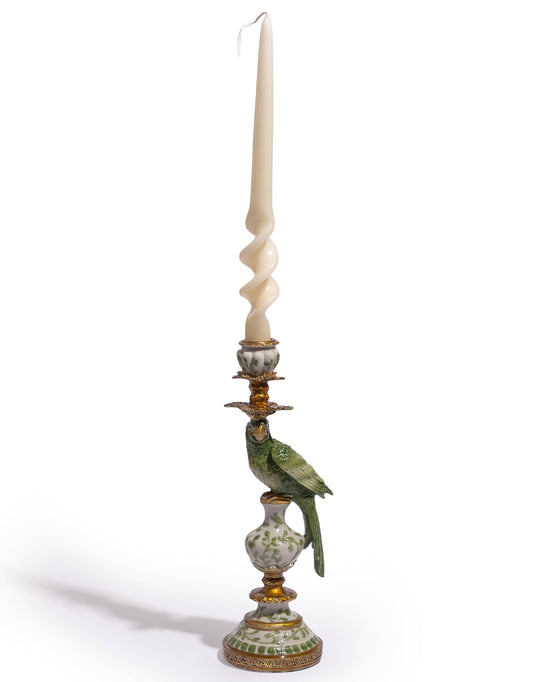 Antiqued Ornate Tropical Parrot Candle Holder