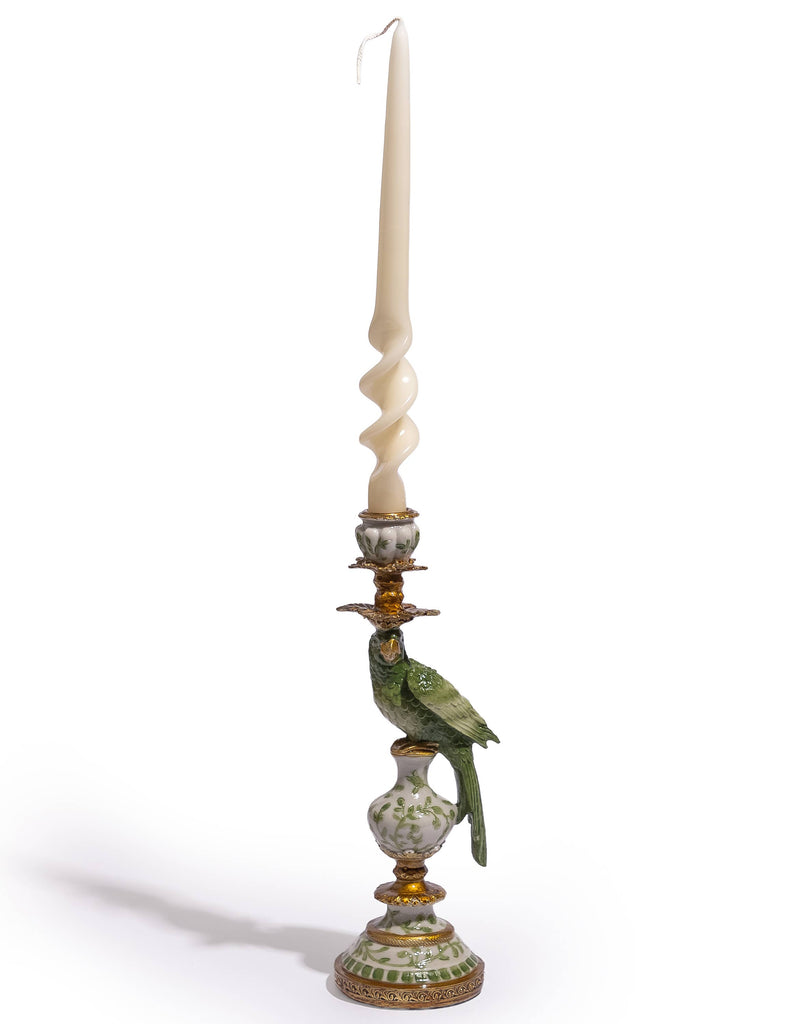 Antiqued Ornate Tropical Parrot Candle Holder