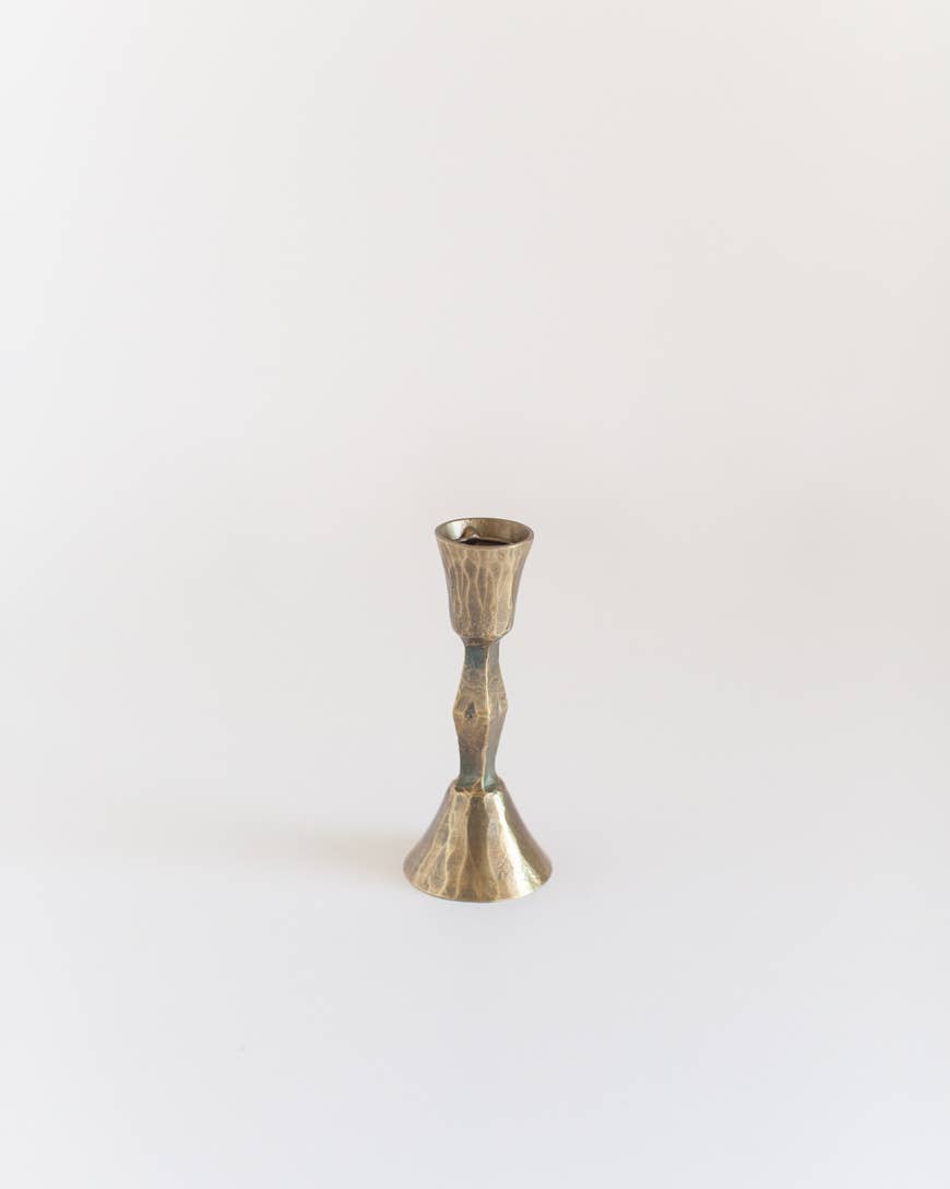 Low Diamond Hand-Forged Iron Candle Stick