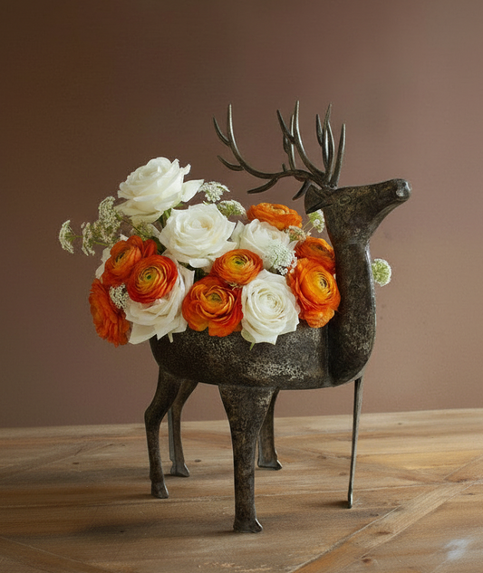Rustic Metal Reindeer Planter Catchall