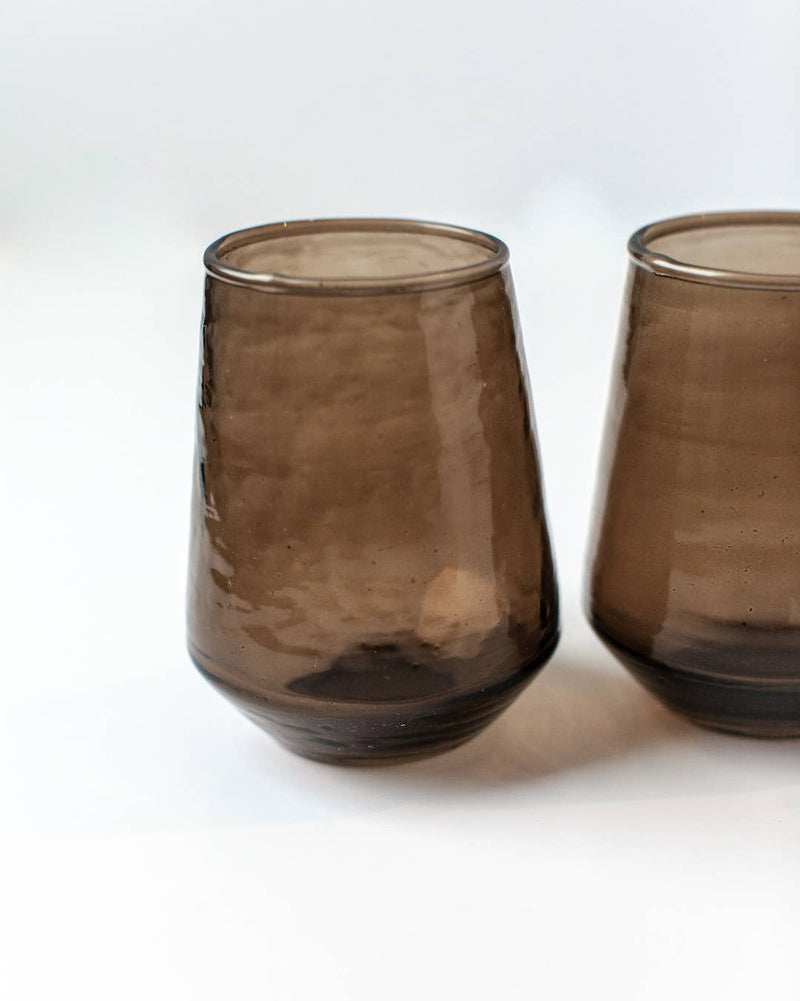 Handblown Hammered Glass Water Tumblers | Pair of 2