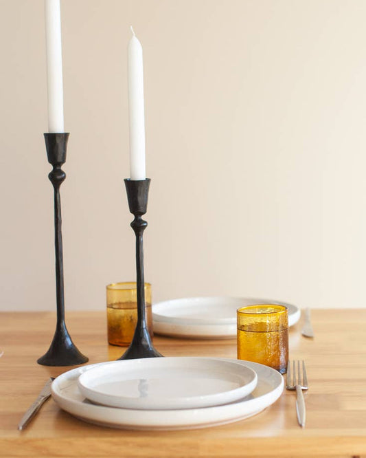 Gemini Hand-Forged Iron Candle Stands - Set of 2