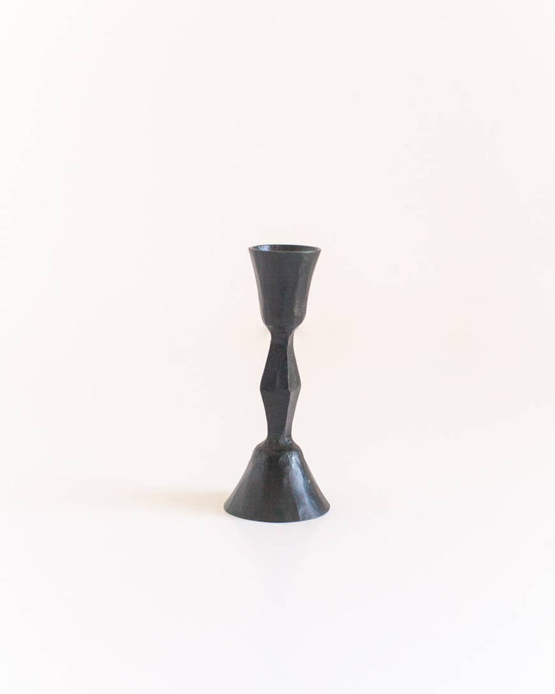 Low Diamond Hand-Forged Iron Candle Stick