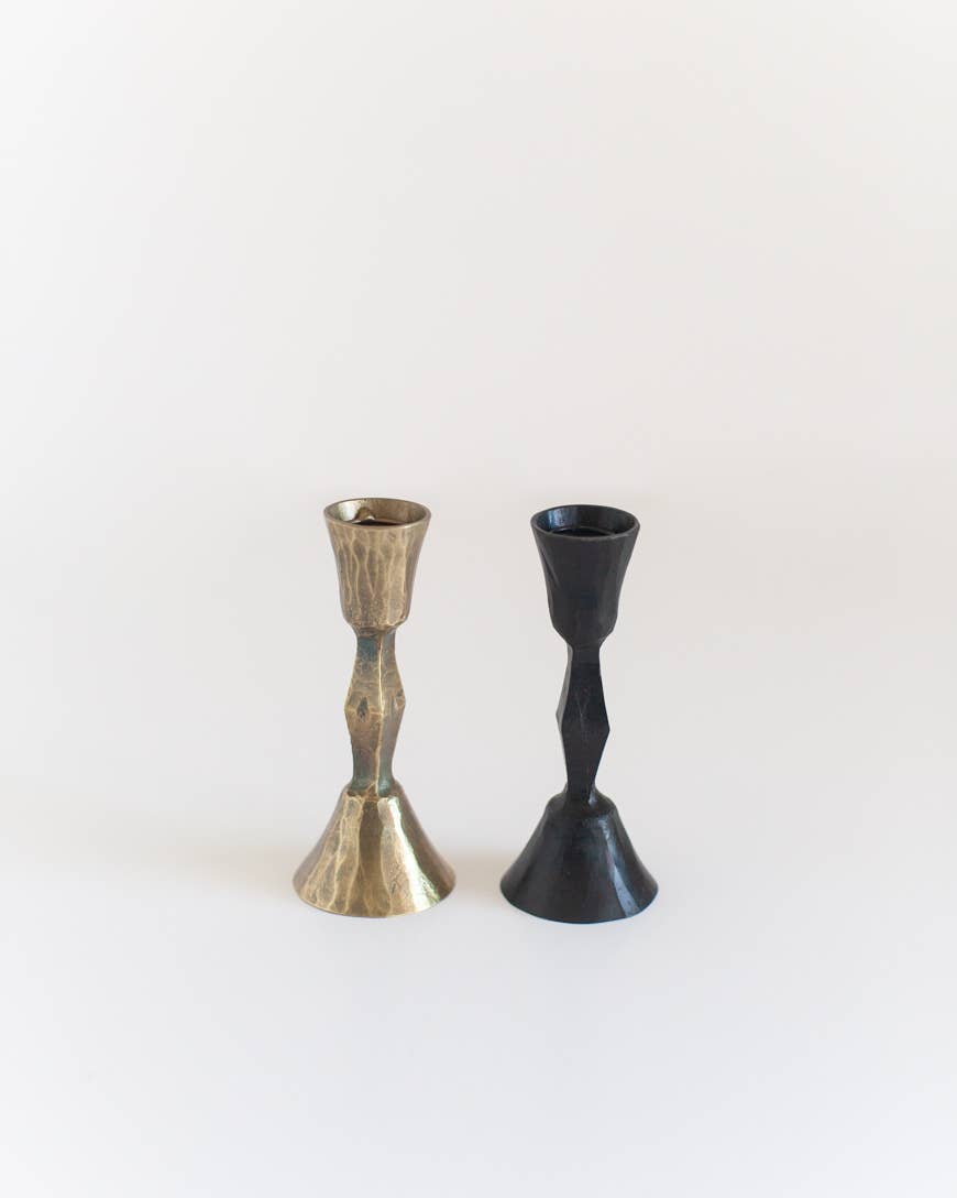 Low Diamond Hand-Forged Iron Candle Stick