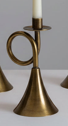 Antique Brass Trumpet Large Taper Candle Holder