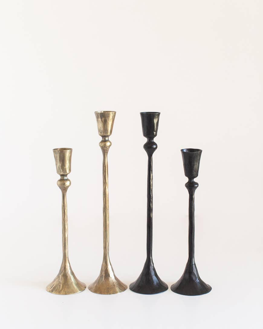 Gemini Hand-Forged Iron Candle Stands - Set of 2