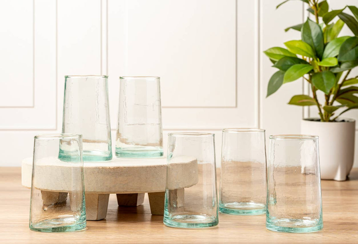 Clear Handblown Moroccan Cone Glass Tumbler