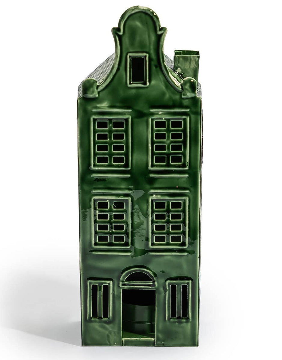 Green Metal "Amsterdam" Canal House Tealight Holder