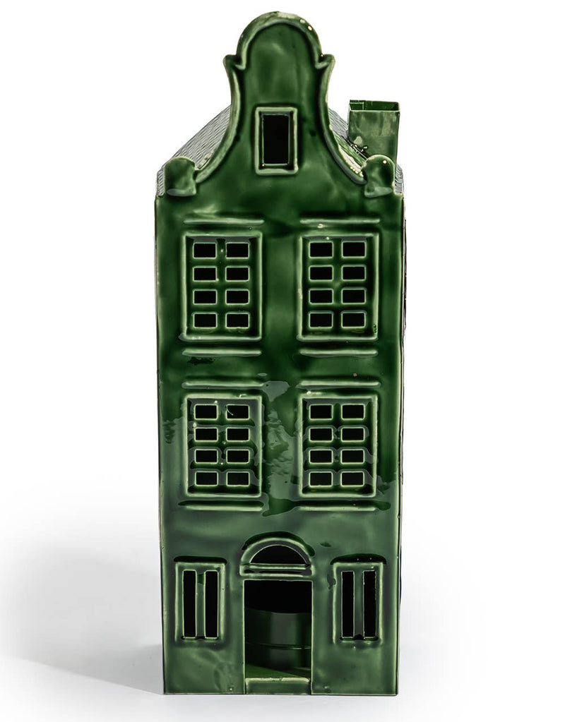 Green Metal "Amsterdam" Canal House Tealight Holder