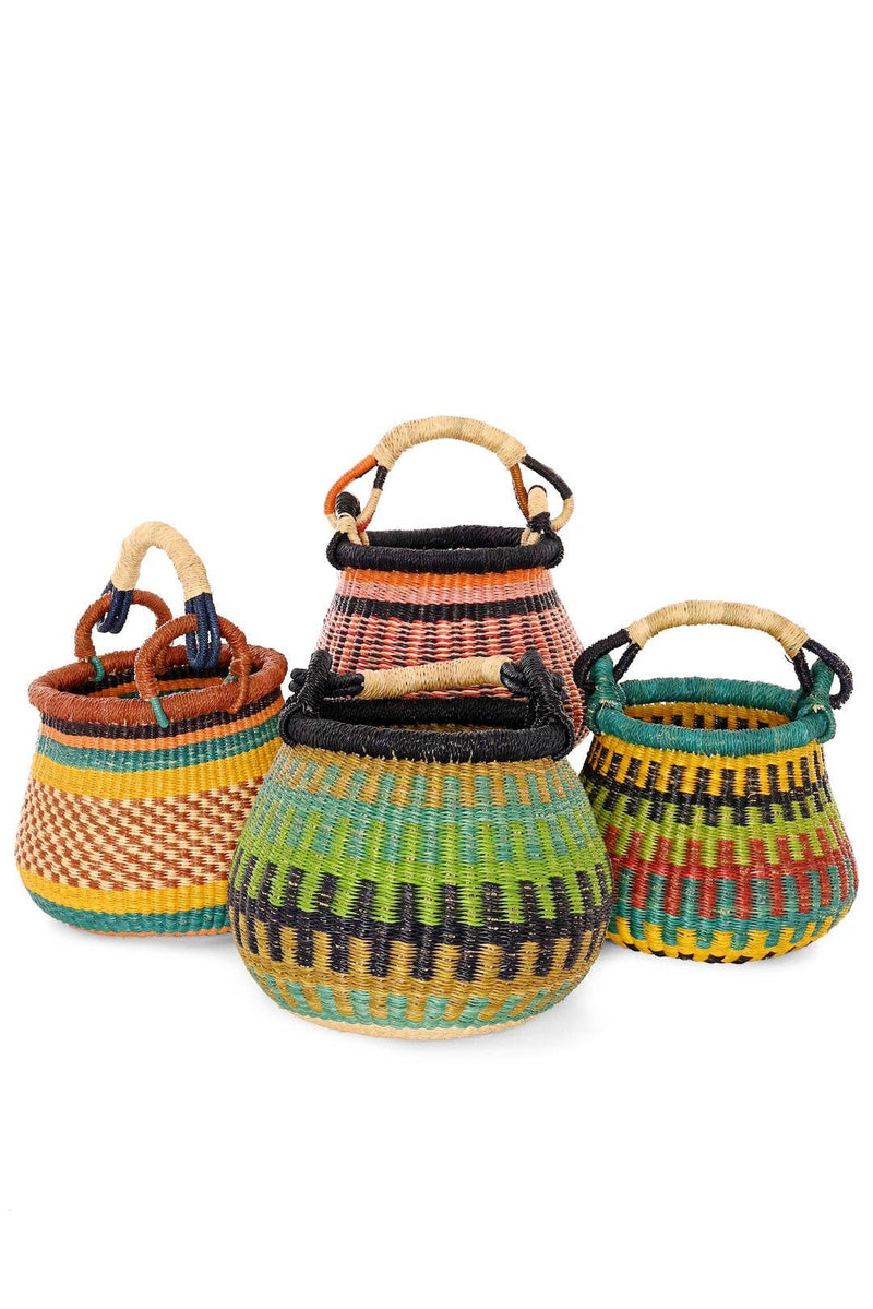 Ghanaian Bolga Petite Kettle Basket Assorted