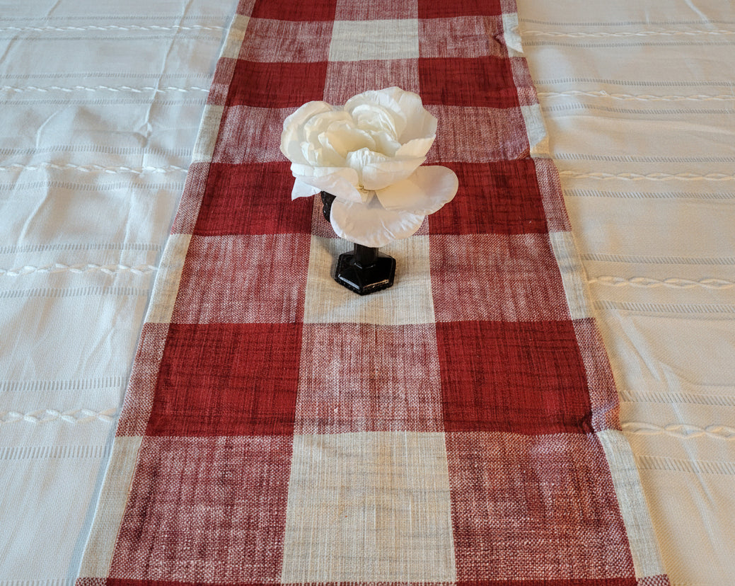 Monroe Check-Cranberry Table Runner